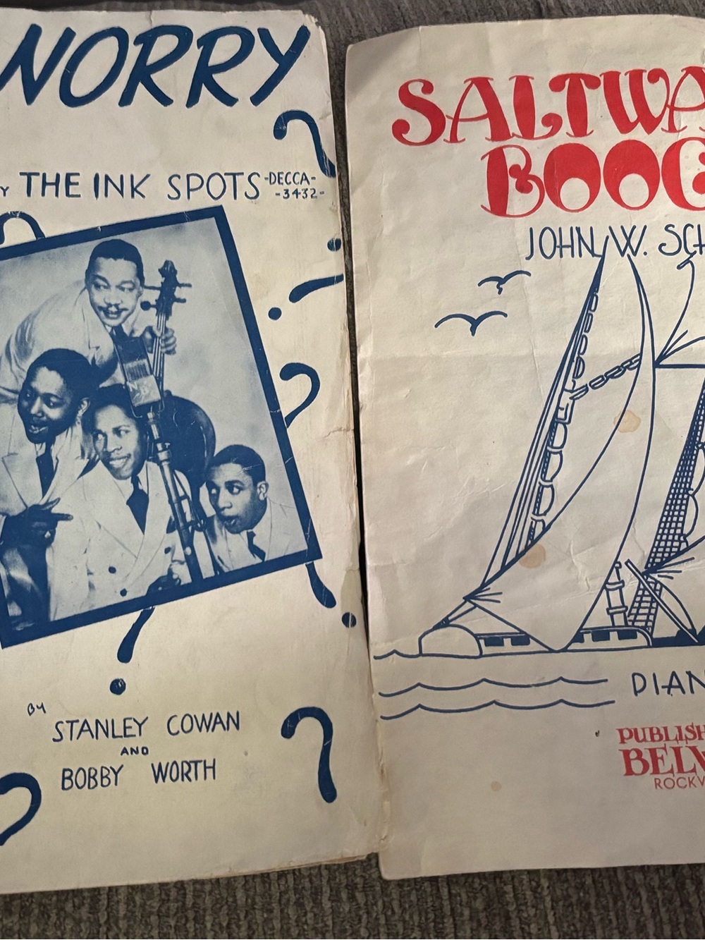 Vintage 1941 Do I Worry The Ink Spots Sheet Music Crafting Junk decoupage Paper